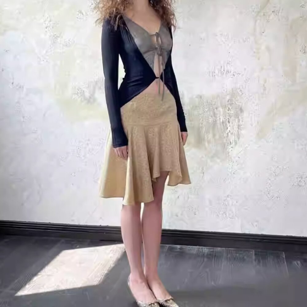 Leopard Print Dark Pattern Skirt - image 2